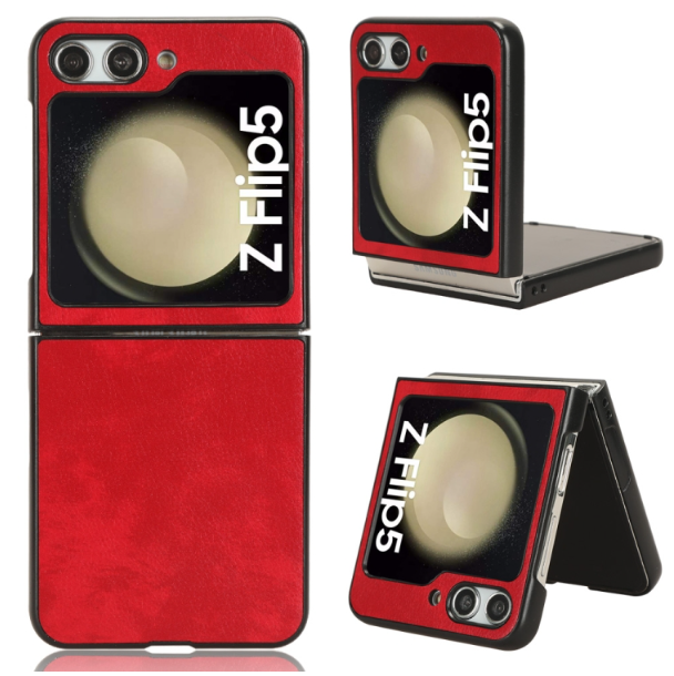 Litchi Texture Back Case - For Samsung Galaxy Z Flip5 - mosaccessories